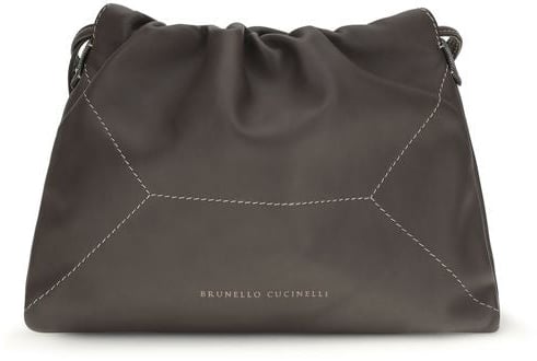Brunello Cucinelli Brunello Cucinelli Brown Calf Leather Bos Taurus Shoulder Bag