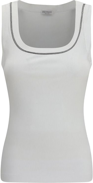 Brunello Cucinelli Brunello Cucinelli White Cotton Sleeveles T-Shirt