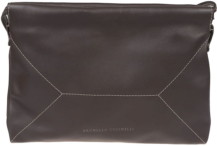 Brunello Cucinelli Mini Shoulder Bag in Smooth Brown Leather
