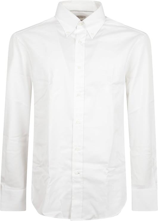 Brunello Cucinelli White Cotton Casual Shirt With Italian Collar