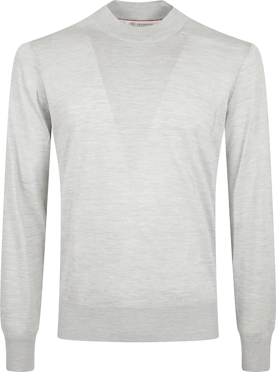 Brunello Cucinelli Crew Neck Lightweight Sweater In Sumptuous Silk-Cotton Blend