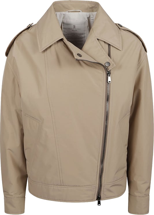 Brunello Cucinelli Cropped Jacket With Diagonal Zipper