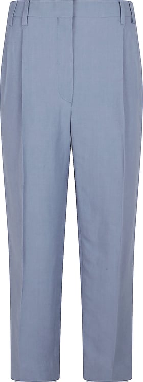 Brunello Cucinelli Tailored Blue Trousers with Straight-Leg Silhouette