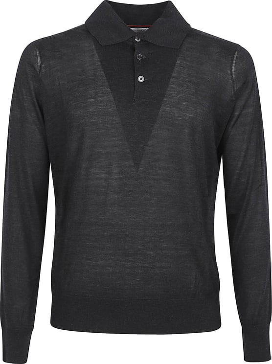 Brunello Cucinelli Navy Silk and Cotton Blend Polo T-Shirt