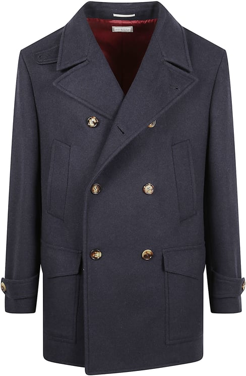 Brunello Cucinelli Short Double-Breasted Coat In Soft Wool