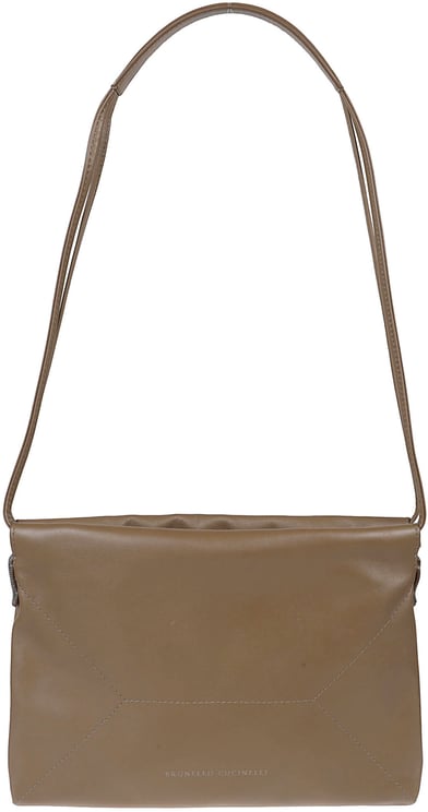 Brunello Cucinelli Rectangular Leather Bag With Drawstring Closure