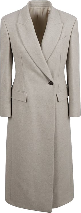 Brunello Cucinelli Tailored Beige Coat With Double-Breasted Front