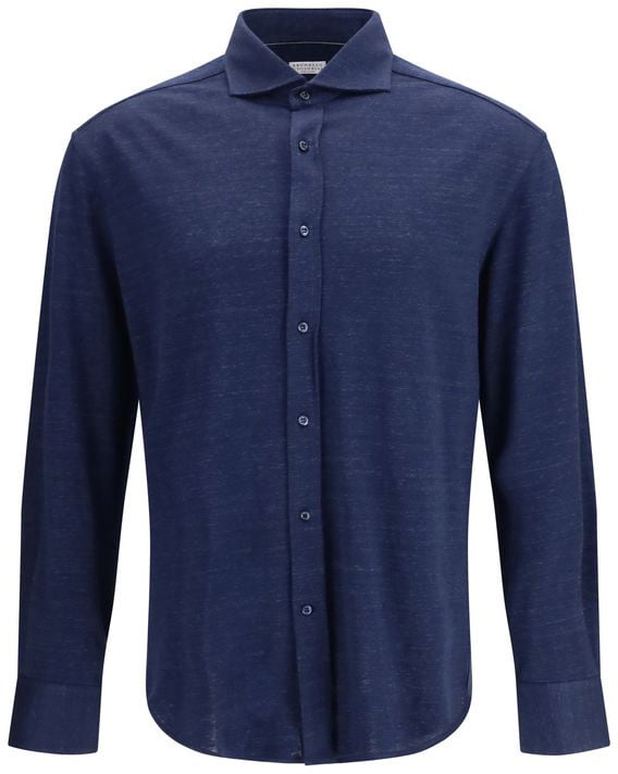 Brunello Cucinelli Brunello Cucinelli Blue Linen Dress Shirt