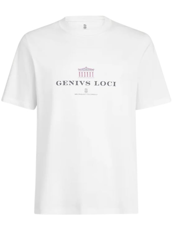 Brunello Cucinelli Classic White Short-Sleeve T-Shirt with Subtle Print