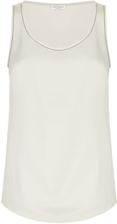 Brunello Cucinelli Brunello Cucinelli Chalk stretch silk top