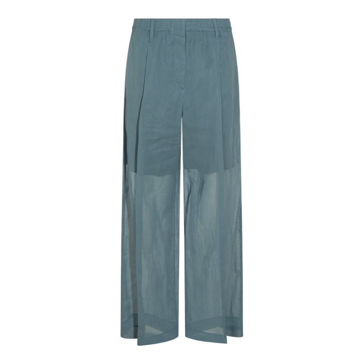 Brunello Cucinelli Wide-Leg Trousers with Elastic Waistband and Semi-Sheer Design