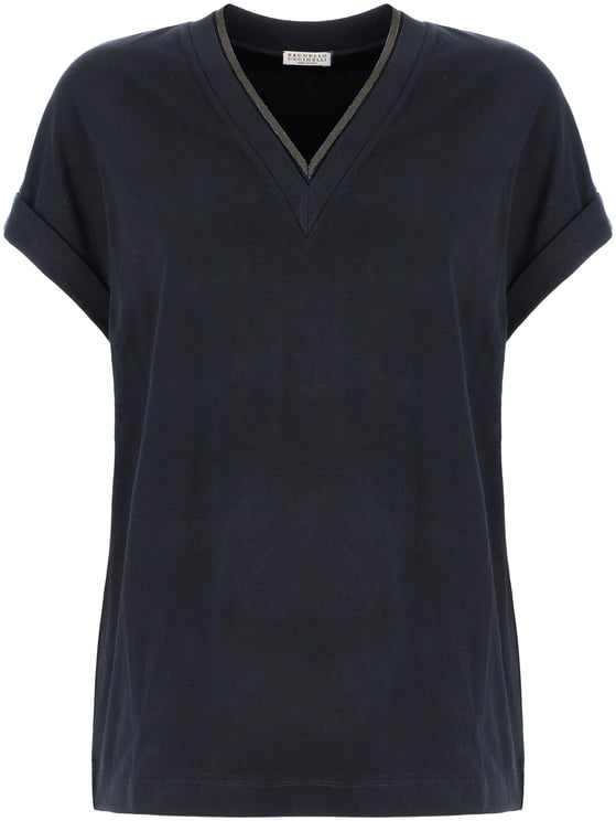 Brunello Cucinelli Brunello Cucinelli Navy blue stretch cotton t-shirt