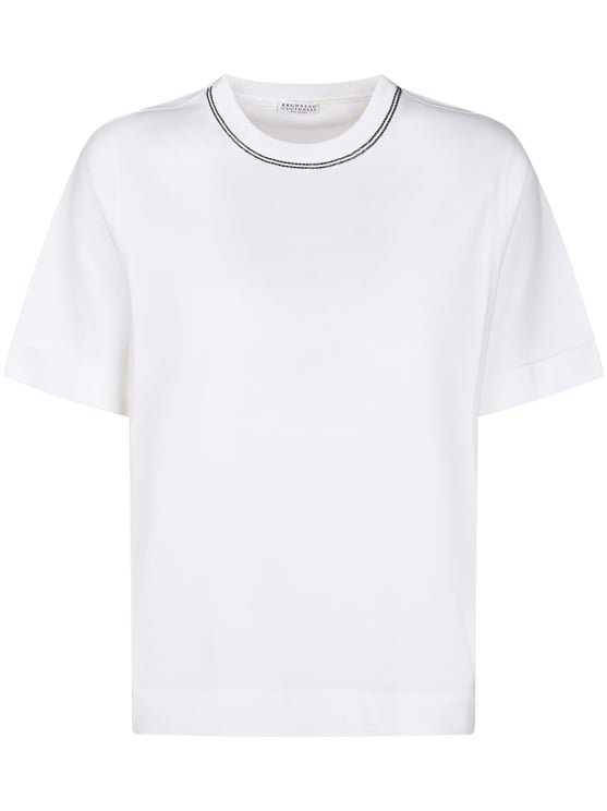 Brunello Cucinelli Cropped T-Shirt with Classic Round Neckline
