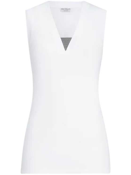 Brunello Cucinelli Sleeveless Tank Top with Mesh Insert