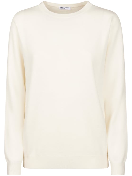 Brunello Cucinelli Classic Crew Neck Cashmere Sweater with Ribbed Detailing