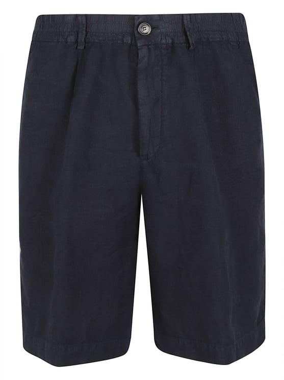 Brunello Cucinelli Tailored Black Linen Shorts with Flap Pockets