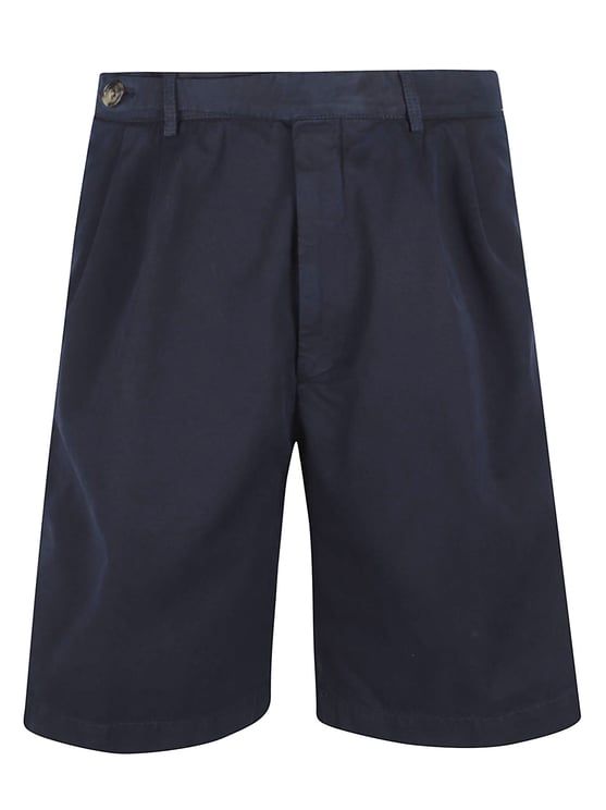 Brunello Cucinelli Tailored Blue Shorts with Flat Front and Belt Loops