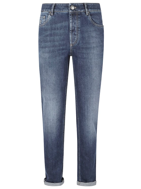 Brunello Cucinelli Blue Mid-Rise Denim Five-Pocket Jeans