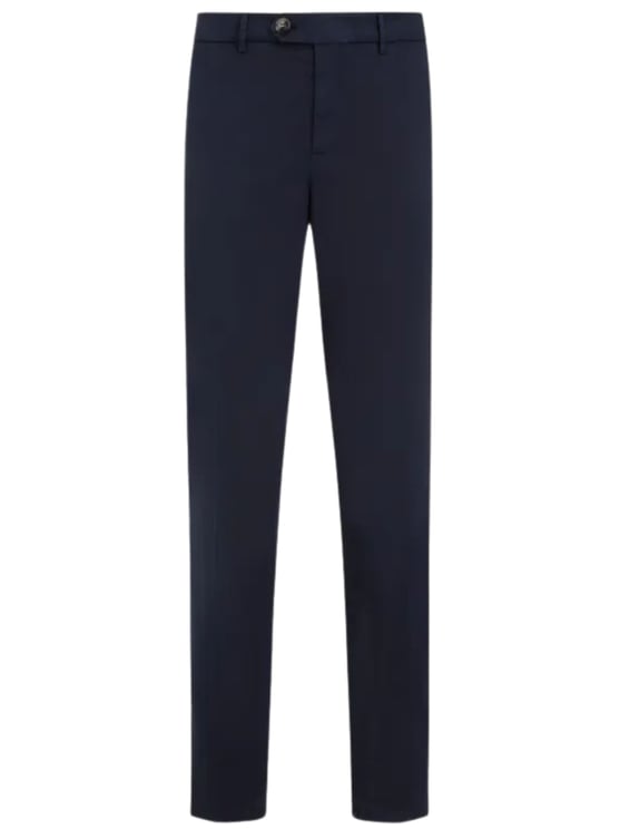 Brunello Cucinelli Blue Buttoned Pockets Cotton Formal Pants