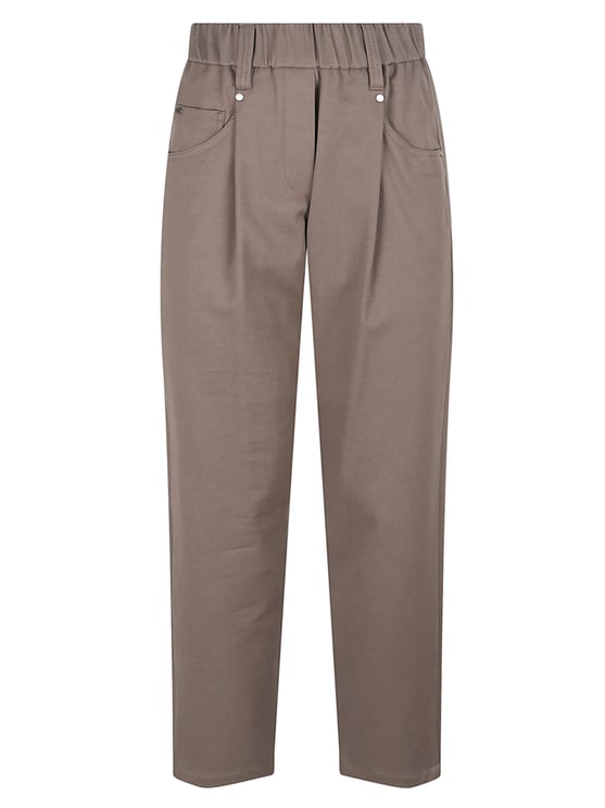 Brunello Cucinelli Straight-Leg Trousers with Elastic Waistband