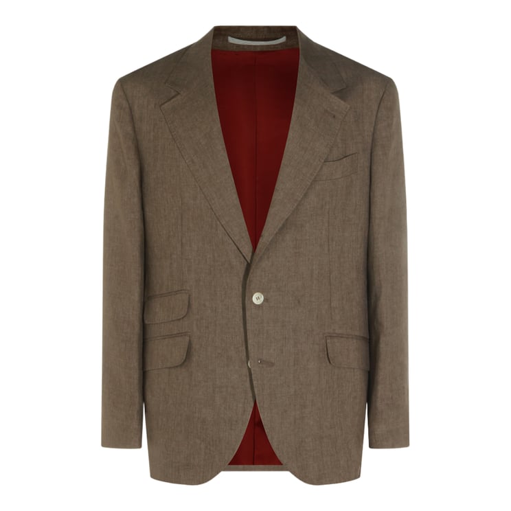 Brunello Cucinelli Tailored Brown Blazer with Notch Lapels