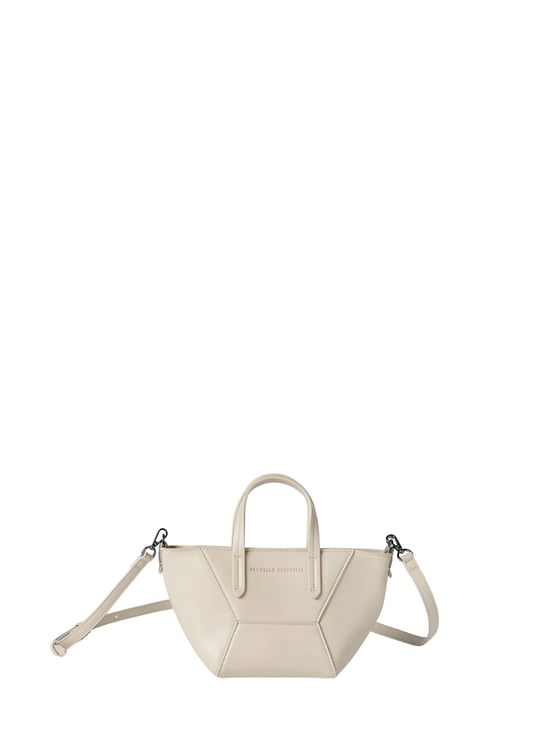 Brunello Cucinelli Ivory Monili Leather Shoulder Bag