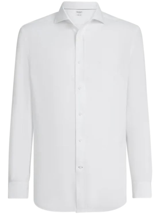 Brunello Cucinelli Lightweight Linen Long-Sleeve Shirt with Pointed Collar