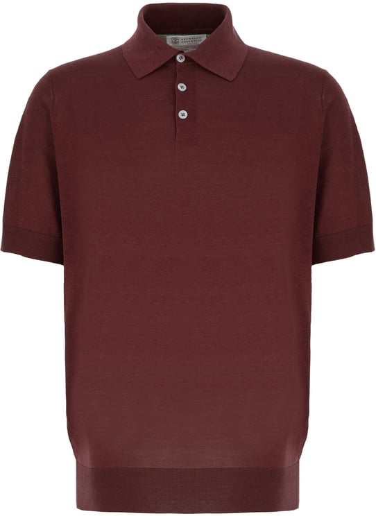 Brunello Cucinelli Brunello Cucinelli Burgundy silk blend polo shirt