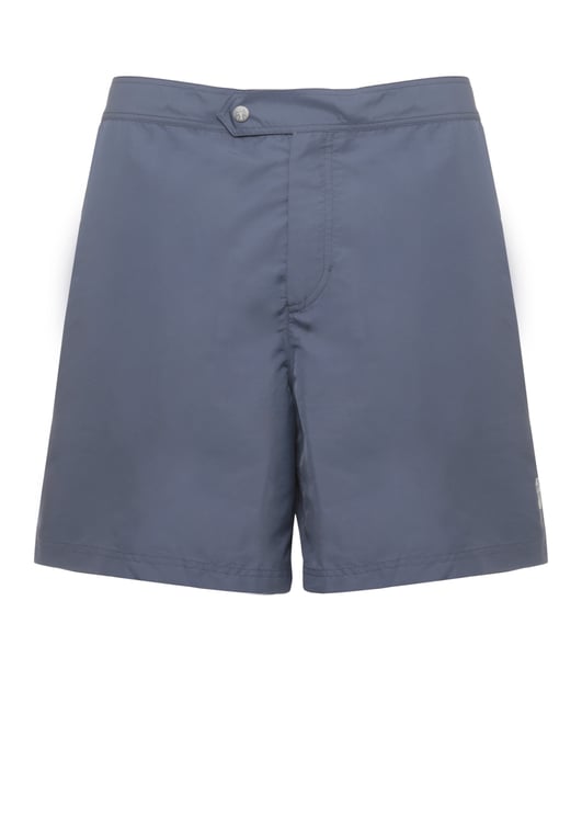 Brunello Cucinelli Blue White Embroidered Swim Shorts