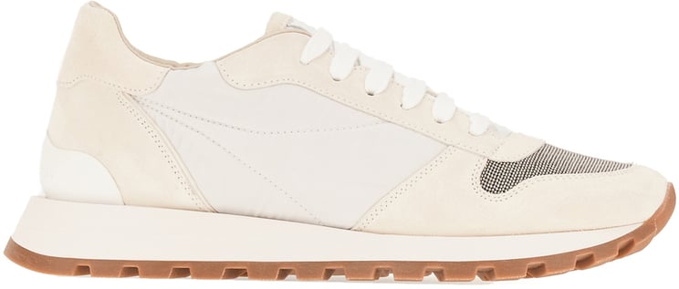 Brunello Cucinelli Brunello Cucinelli Ivory nylon and suede sneakers