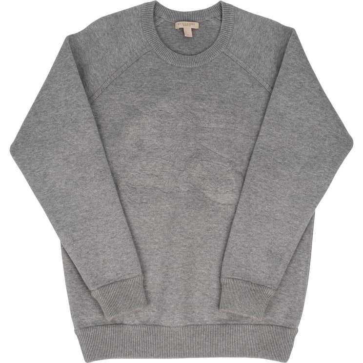 Burberry Burberry Grey Cotton Check Embossed Raglan Sweatshirt Sweater (M)