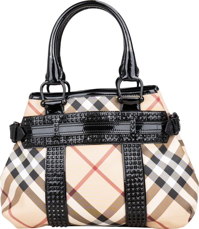 Burberry Burberry Nova-Check Studded Knight Hobo Handbag