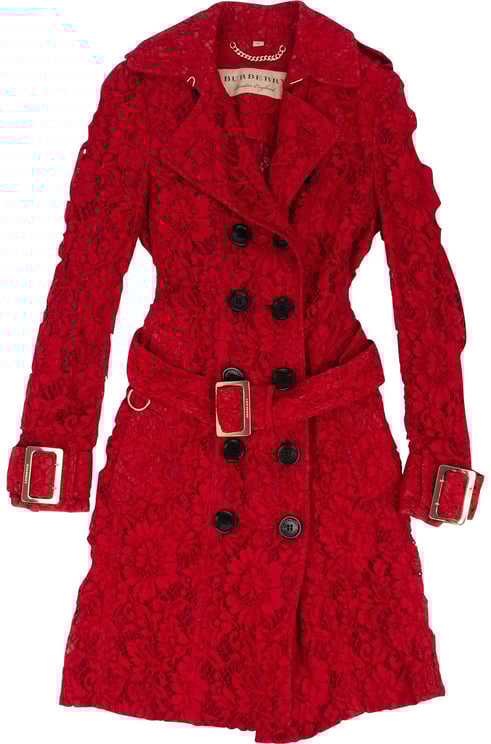 Burberry Burberry Red Spitze Lace Trench Coat (XS / IT 36)