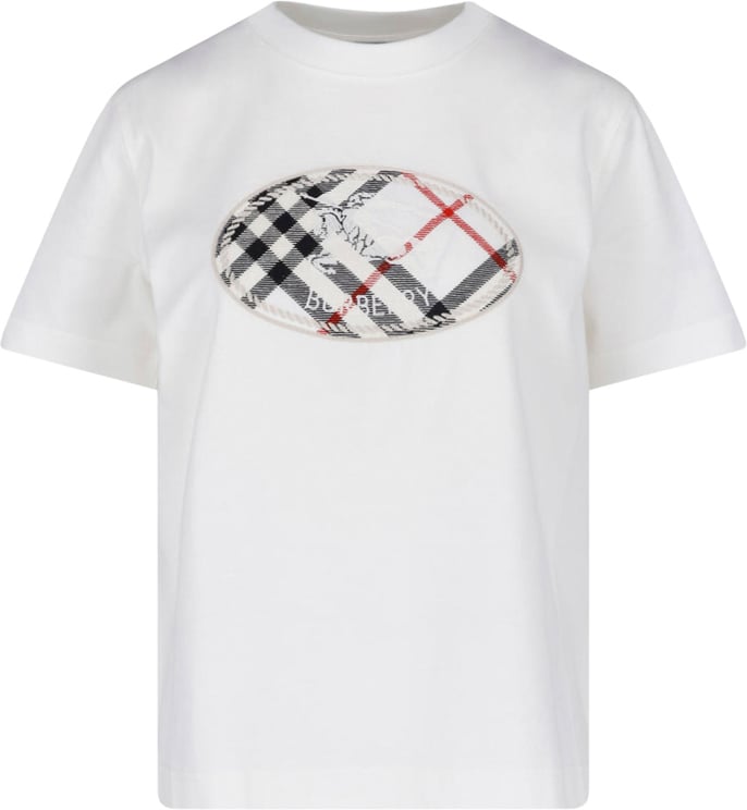 Burberry White Knight Stamp Cotton T-Shirt