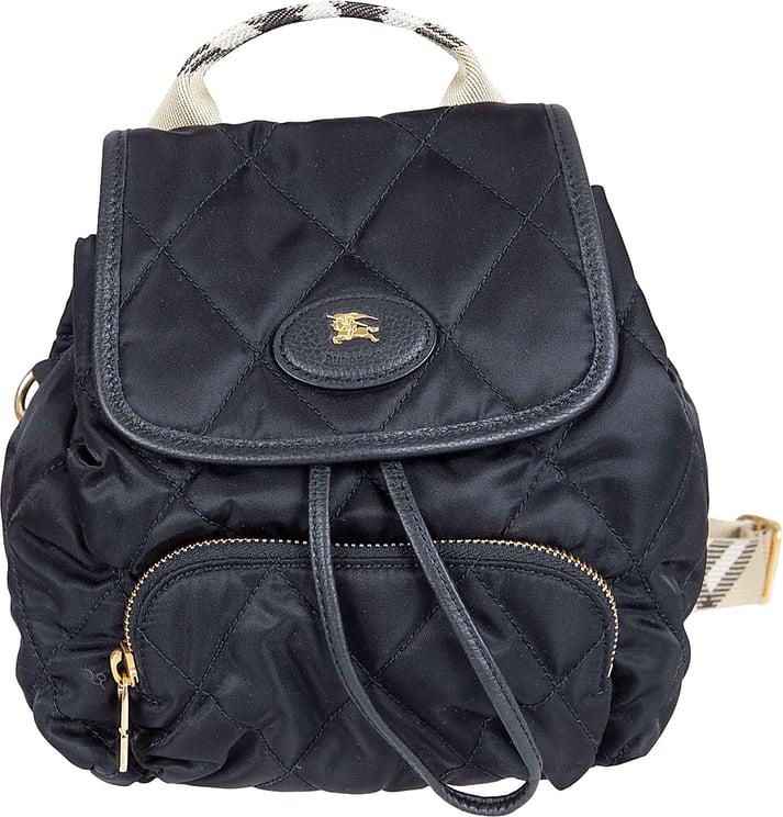 Burberry Quilted Black Nylon Backpack with Equestrian Emblem
