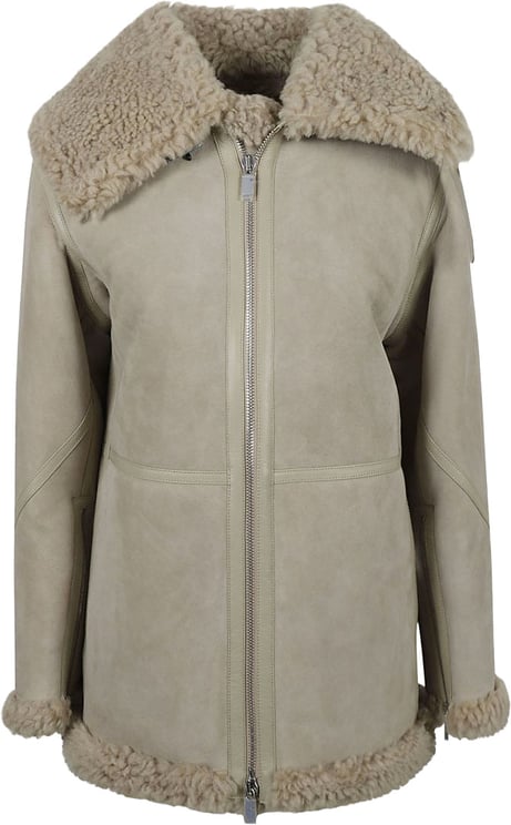 Burberry Lamb Shearling Coat With Textured Collar