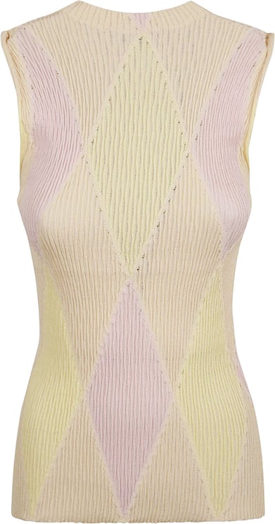 Burberry Sleeveless Textured Top With Diamond Pattern