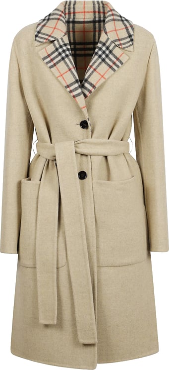 Burberry Reversible Long Coat With Check-Trimmed Collar