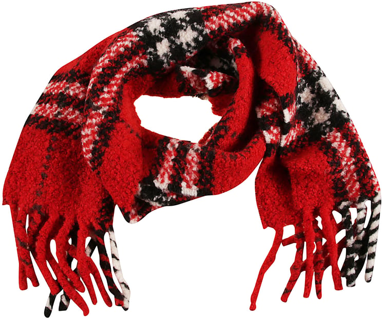 Burberry Red Plaid Alpaca Wool Scarf