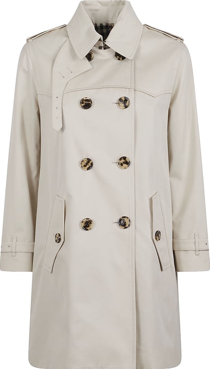 Burberry Double-Breasted Cotton Coat with Tortoiseshell Buttons