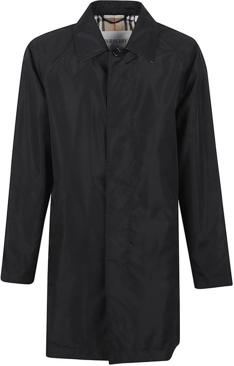 Burberry Single-Breasted Nylon Coat with Check Lining