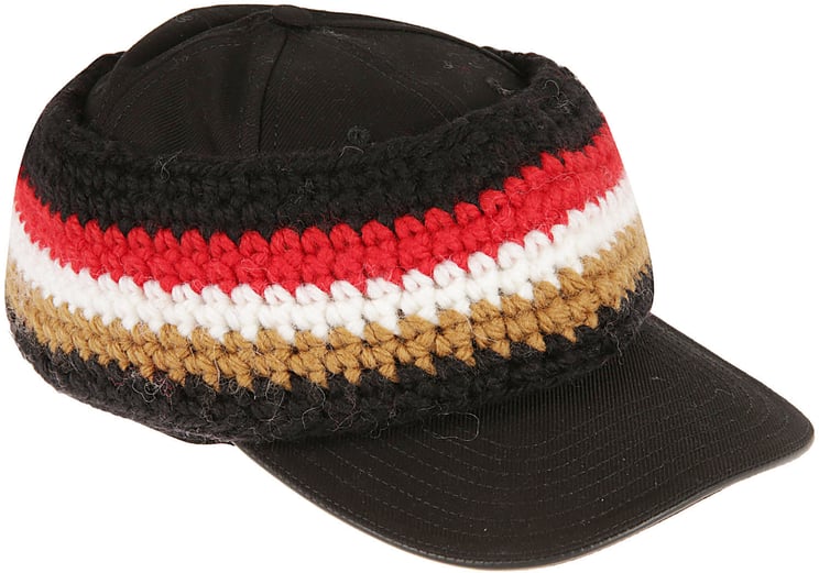 Burberry Structured Black Cotton Hat with Curved Brim