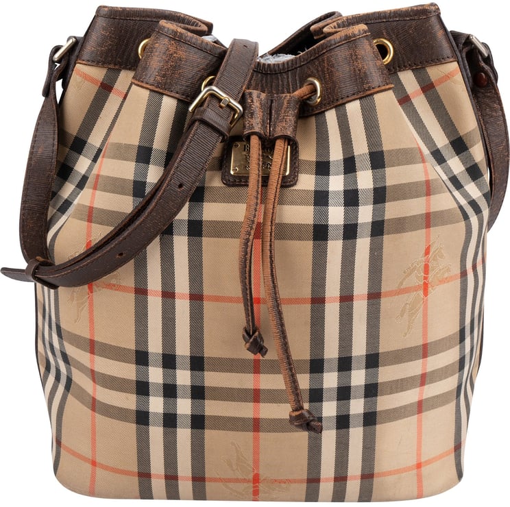 Burberry Burberrys Nova-Check Monogram Haymarket Check Bucket Shoulder Bag