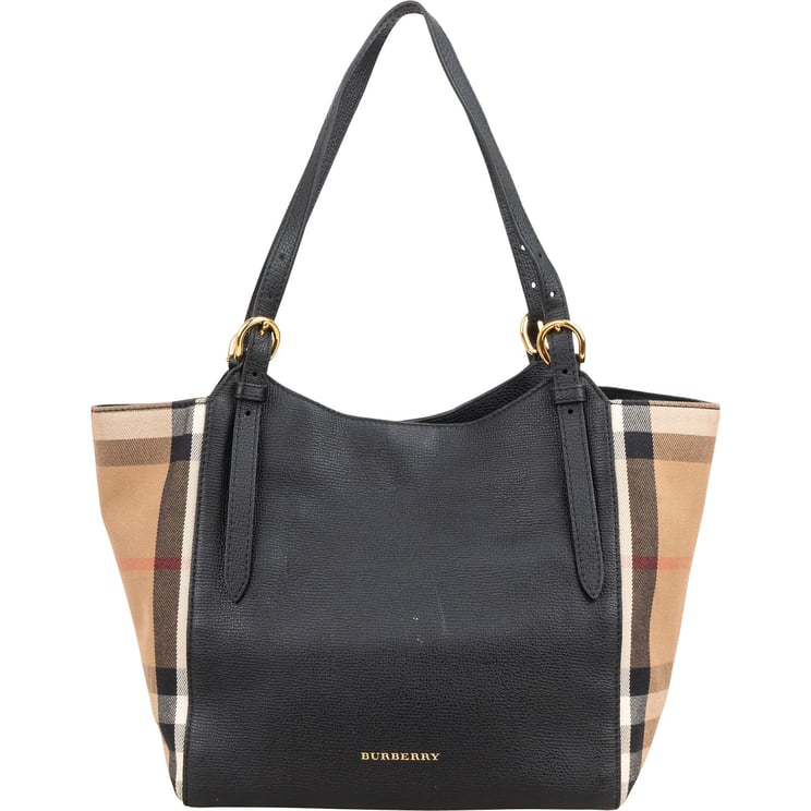 Burberry Burberry Black Leather House Check Canterbury Tote Shoulder Bag
