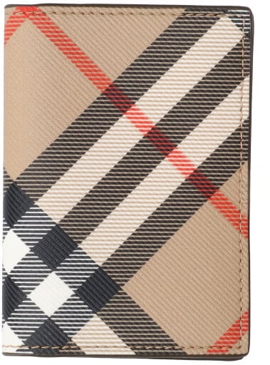 Burberry Beige Check Pattern Bifold Wallet