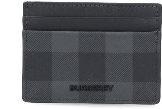 Burberry Black Check Pattern Fabric Cardholder
