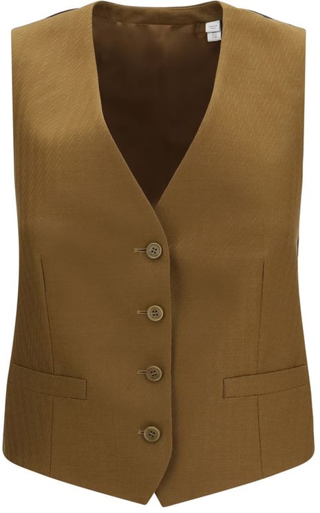 Burberry Burberry Brown Wool Oves Aries Sleeveless Jacket
