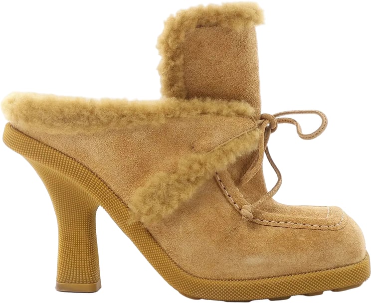 Burberry Burberry Highland Suede x Sheepskin Mule in Beige, Size EU 37