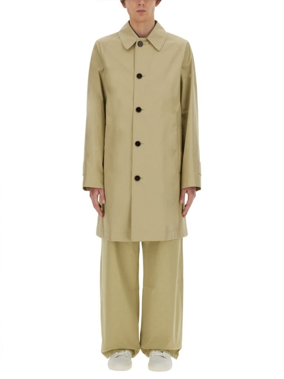 Burberry Cotton Trench Coat With Oversized Sleeves And