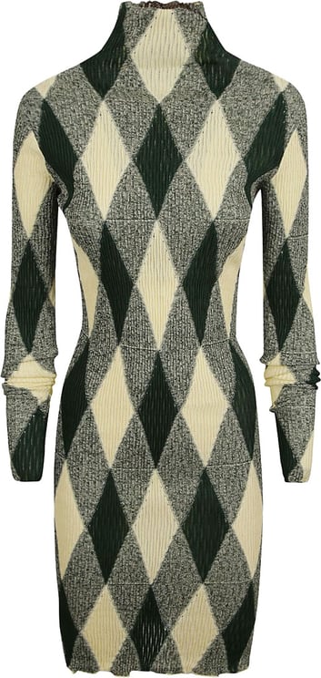 Burberry Diamond Pattern Dress With High Neckline